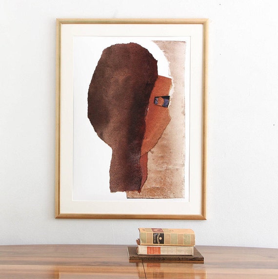Brown Wall Art Collage Large Abstract Art Painting Giclee Etsy