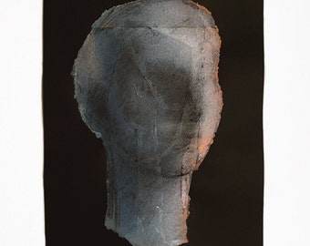 Head of a Man - Original Artwork on Paper, Unique Painting