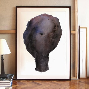 Regard - Dark Purple Kunstdruck mit stimmungsvollem abstrakten Frauenkopf, weibliche Kunst Malerei, weibliches Kunst Geschenk
