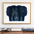 Minimalist Deep Blue Silhouettes, Large Abstract Print of Original, Modern Indigo Art Painting, Navy Blue Wall Art for Living Room product logo