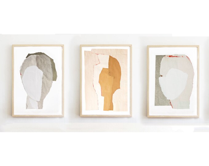 Neutral Abstract Gallery Wall Art, Set of 3 Prints in Beige, White, Light Grey, Modern Wall Decor Set, New Home Decor Gift