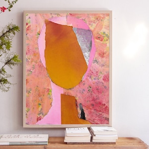 Beautiful Day - Bright Abstract Wall Art Print of Original Painting, Large Modern Pink and Orange Wall Decor