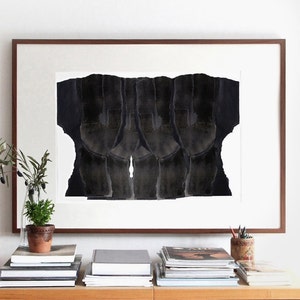 Minimalist People Print of Contemporary Black Abstract Painting, Modern Wall Art Decor Living Room, Minimal Artwork image 1