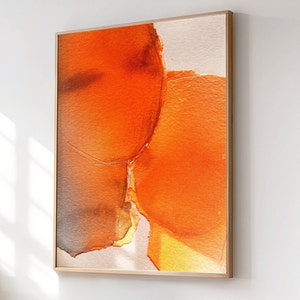 The Reason - Large Giclee Print of Original Watercolor Painting, Bold Orange Wall Art