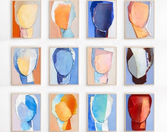 Helle Galerie Wand Kunst Set mit 12 Drucken, große bunte abstrakte Gemälde Drucke, zeitgenössische Sommer-Wand-Dekor