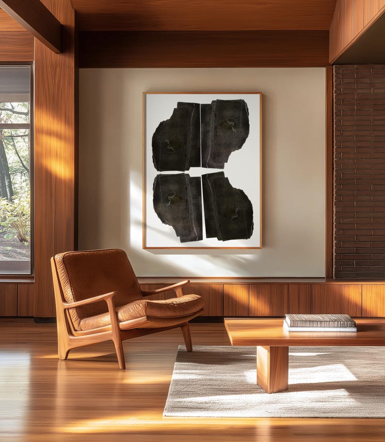 Extra Large Black and White Abstract Art, Vertical Contemporary Wall ...