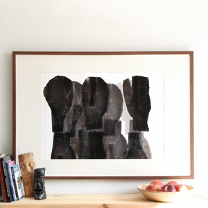 Pessoas - Silhuetas abstratas mistas, impressão artística em preto e branco, arte figurativa contemporânea, impressão de arquivo