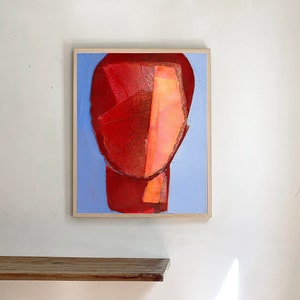One More Second, Please - Large Dark Red and Blue Art Print, Bright and Colorful Modern Art, Interior Wall Art for Home