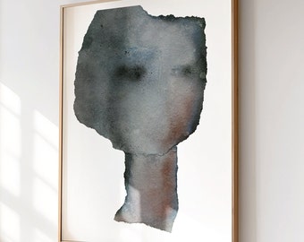 Simplicity - Dark Grey Painting Print, Abstract Man Wall Art, Contemporary Home Decor, Minimalist Artwork
