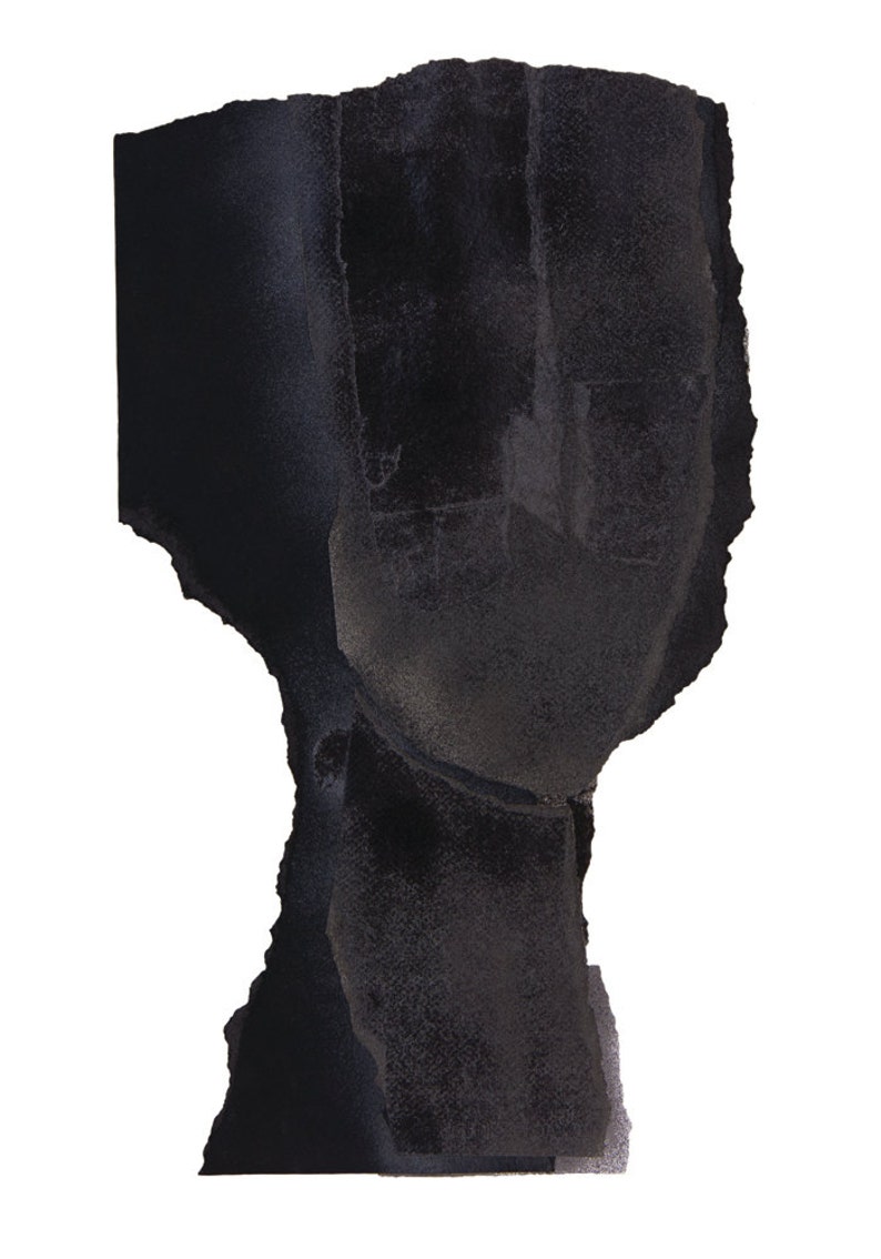 Stampa artistica su larga scala con testa nera del dipinto minimalista originale, arte della parete con testa astratta senza volto immagine 2