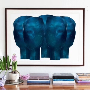 Multiple Blues - Large Abstract Wall Art Print of Original Painting, Modern Home Decor Blue Art Print for Living Room