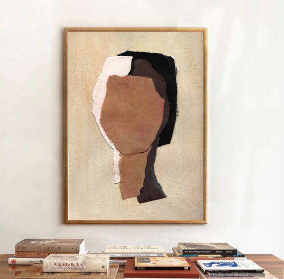 Large Beige, Brown and White Minimalist Painting Print, Abstract Earthy Wall Art, Neutral Home Decor, Elegant Contemporary Living Room Art