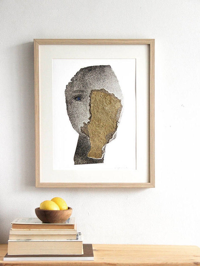Modern Fine Art Print Portrait Chic Wall Art Gold and Gray Etsy