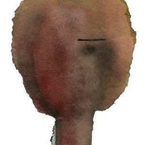 Abstrakt kvinnaporträtt konsttryck, kvinnlig minimalistisk målning, jordig rostbrun väggdekor bild 7