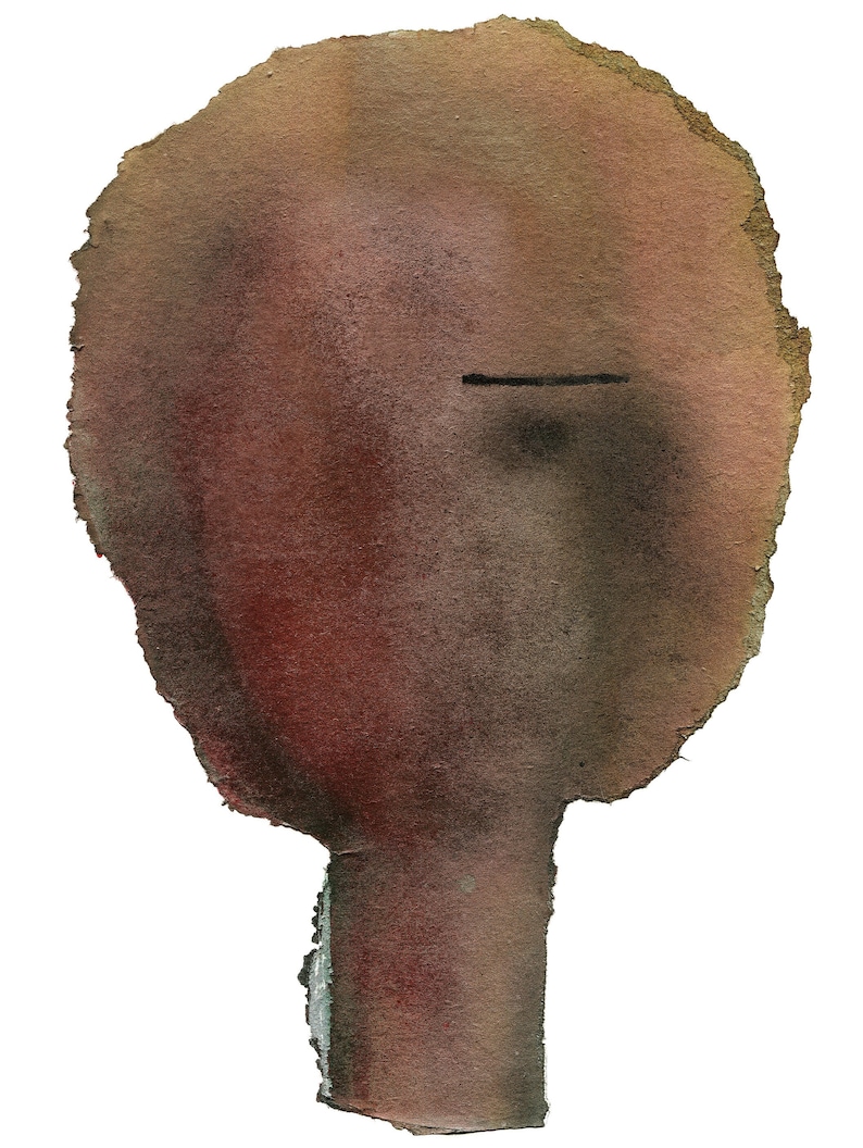 Abstrakt kvinnaporträtt konsttryck, kvinnlig minimalistisk målning, jordig rostbrun väggdekor bild 7