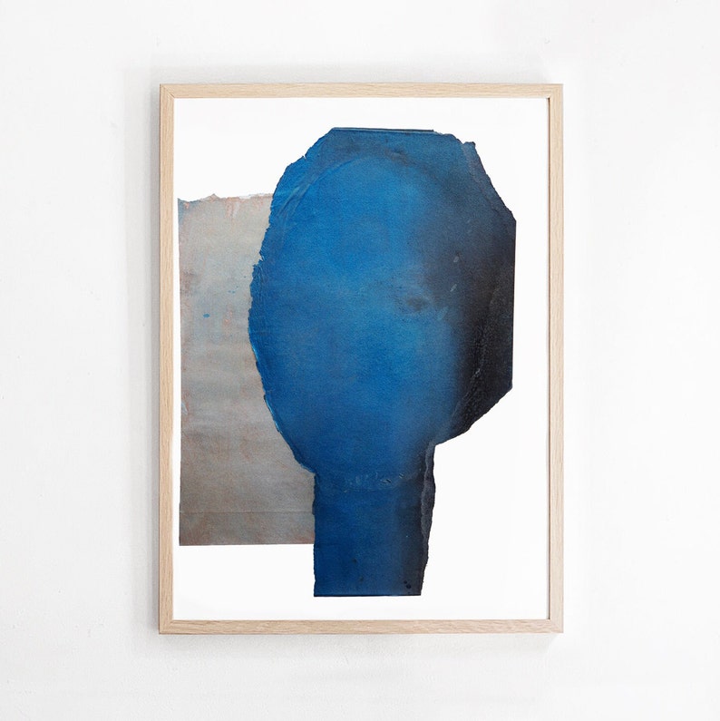 Abstract Blue Painting, Blue Wall Art, Living Room Decor, Chic Modern Art Print image 5