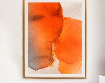 The Reason - Large Giclee Print of Original Watercolor Painting, Bold Orange Wall Art