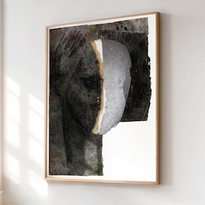 Man in Black, Art Print of Original Artwork, Large Abstract Minimalist Wall Art in Black and White