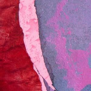 Close To Happiness Bright Abstract Wall Art, Hot Pink and Red Print of Original Painting, Large Modern Collage Artwork image 4