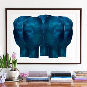 Multiple Blues Large Abstract Wall Art Print of Original Painting, Modern Home Decor Blue Art Print for Living Room image 6