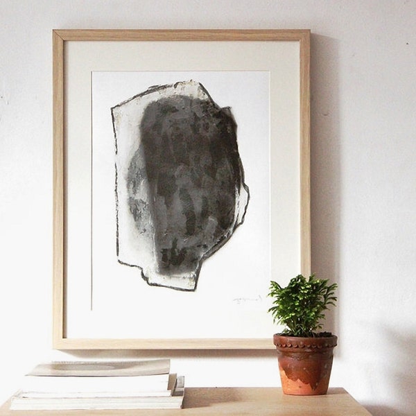 Abstract Mixed Media Charcoal Drawing Print, Giclee Art, Urban Minimal Wall Art Decor