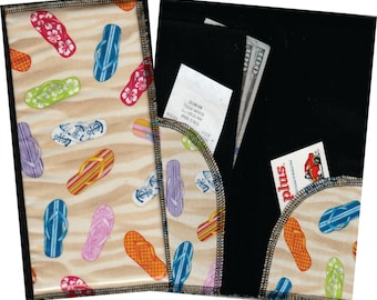 Server Wallet/Flip Flops on the beach fabric