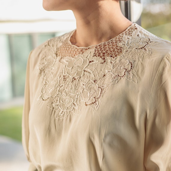Vintage Pure Silk Hand Embroidered Blouse