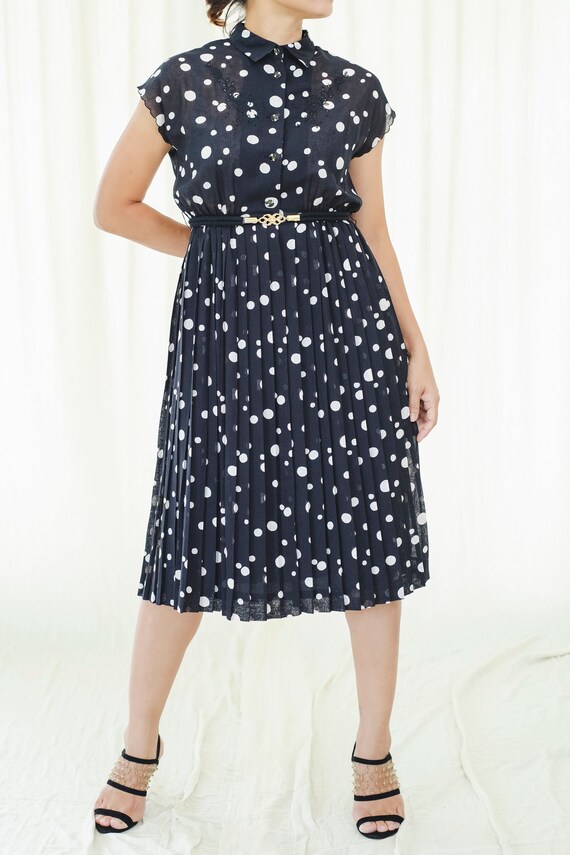 Black polka dots 80's vintage dress