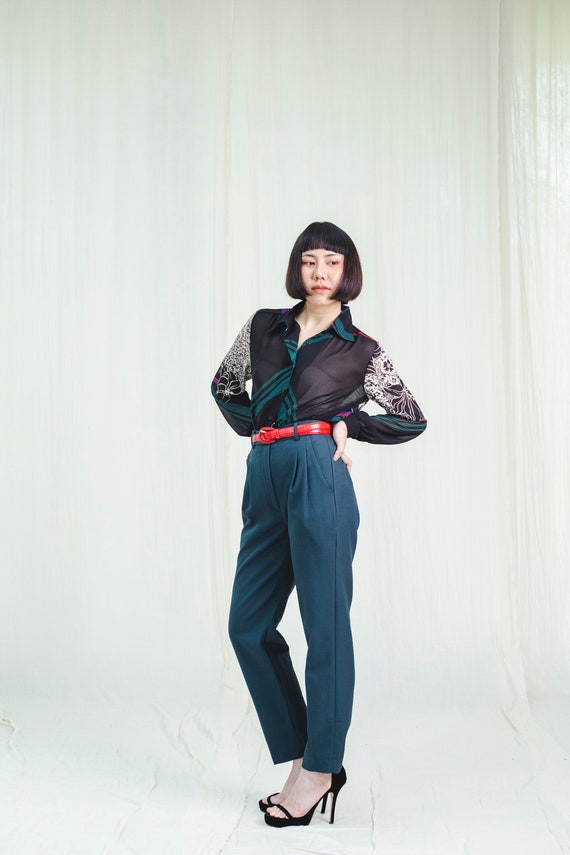 Trousers l Deep green 80's vintage trousers
