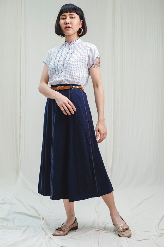 80's vintage dark denim skirt