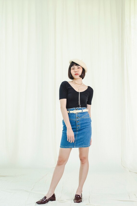 Short skirt | Buttoned-front | Vintage 1980s