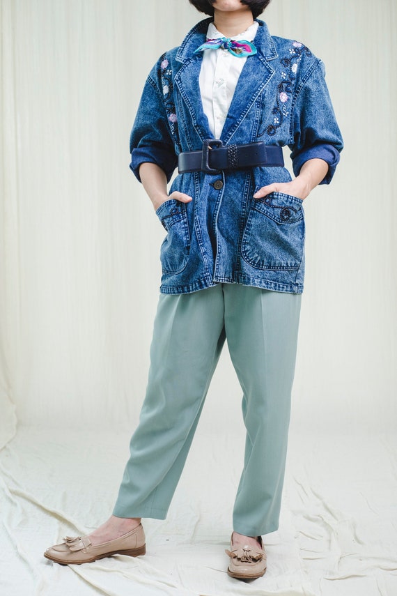 Jacket | Denim embroidered | Vintage 1980s