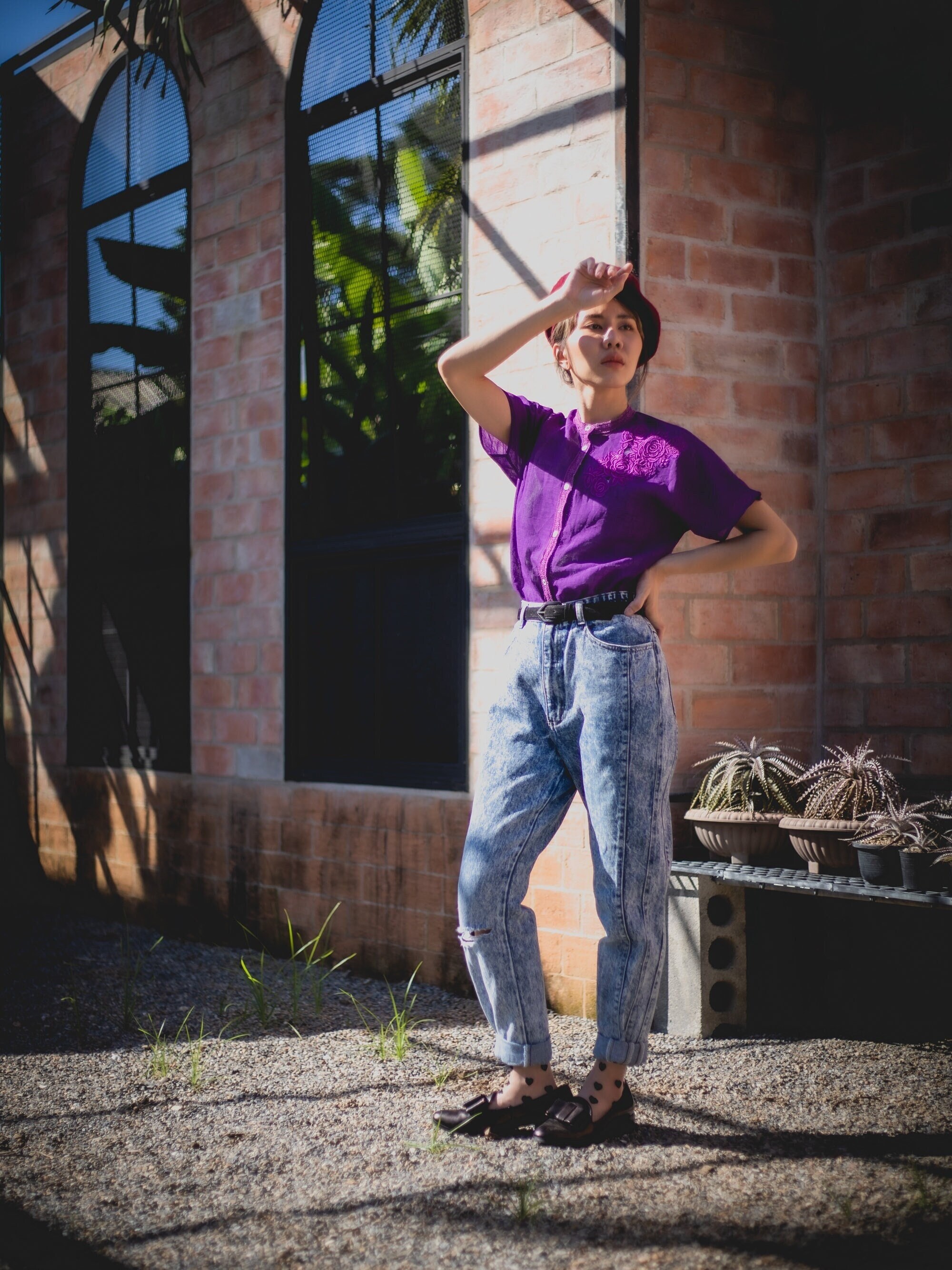 Vintage 80s Ripped Blue Washed Vintage 