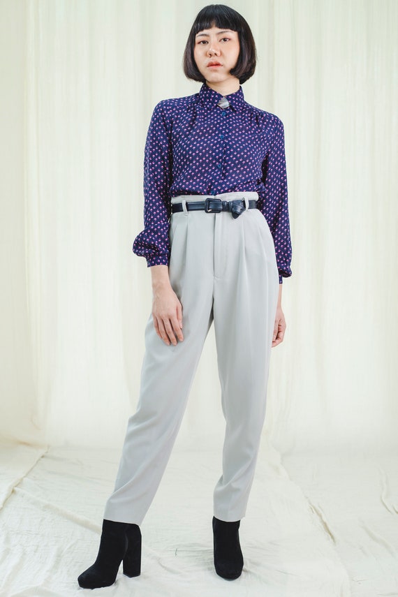 Vintage long-sleeve chiffon blouse