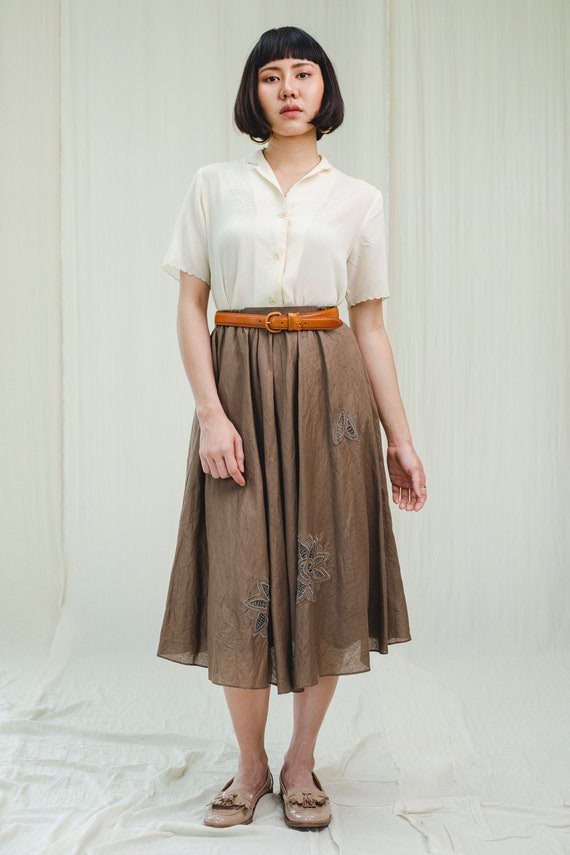 Skirt l Dark brown cotton skirt