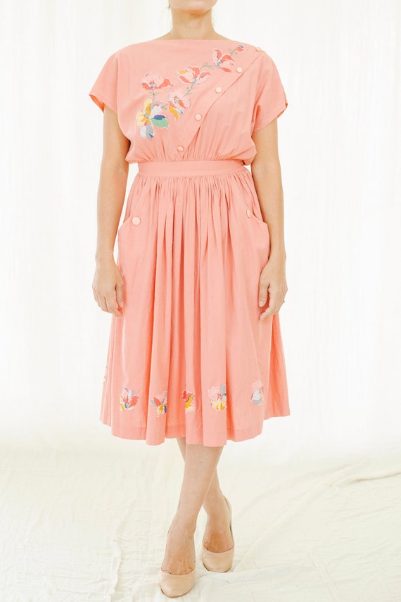 Pink floral vintage cotton dress