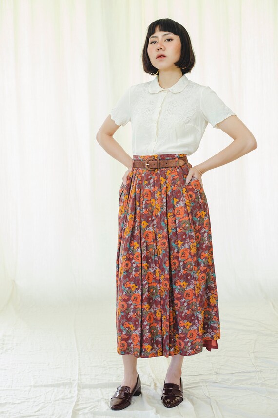 Skirt | Pleated long midi | Vintage 1980s