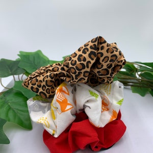 Animal Scrunchie - Toddler, Child, Teen, Adult - Handmade Hair Ties - Hair Accessories - Ponytail Accessories - Leopard Print - Critters
