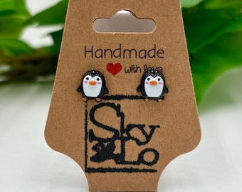 Pinguin Ohrstecker - Kawaii Resin Pinguin Ohrringe - Niedlicher Tier Schmuck - Edelstahl Hypoallergen - Kleine Winter Ohrringe