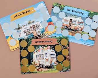 Camper Scratch-Off Savings Challenges | 5X7 | 1 50, 1 75 and 1 100 Dollar Savings | 1 Sided Challenge