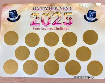 New Year&#39;s Scratch-Off Savings Challenge | 5X7 | 50 Dollar Savings | 1 Sided Challenge