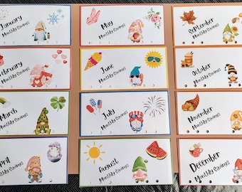 12 Envelopes to Match the 50 or 100 Monthly Savings Challenges | Printable | Fits A6 Binder