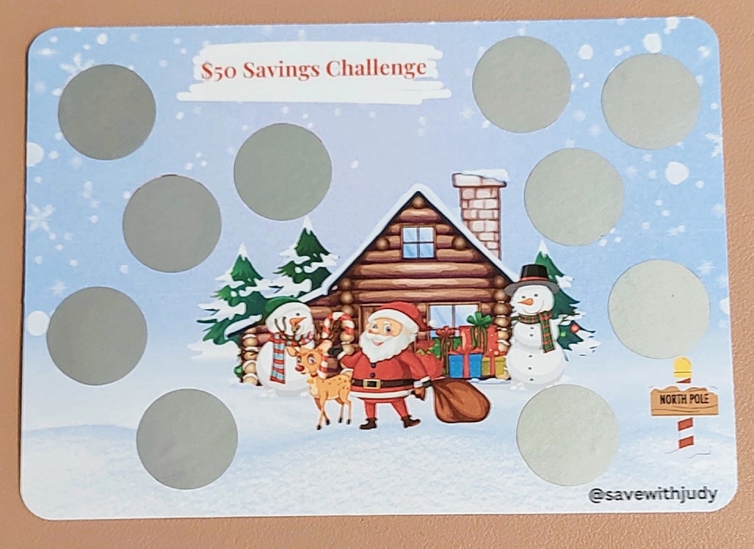 Christmas Cottage Scratch-off Savings Challenge | 5X7 | 50 Dollar ...