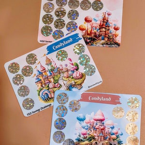 Candyland Scratch-Off Spar-Challenges | 5X7 | 150, 175 und 1100 Dollar Ersparnis | Einseitige Herausforderung