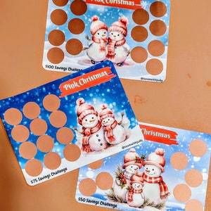 Pink Christmas Scratch-Off Savings Challenges | 5X7 | 1 50, 1 75 and 1 100 Dollar Savings | 1 Sided Challenge