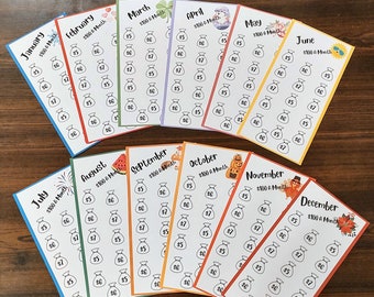 12 Monthly Savings Challenges for A6 Cash Envelopes | Printable | Fits in A6 Budget Binder | Budget Binder Insert | Cash Envelopes
