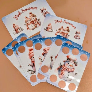 Set of 6 Pink Snowmen Savings Challenges | 200 Dollar Savings | Scratch Offs | Dashboards