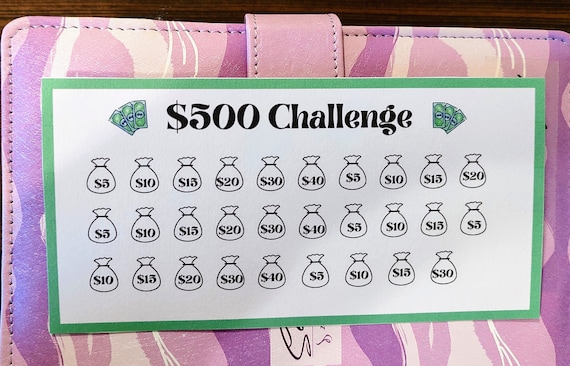 500 Savings Challenge for A6 Cash Envelopes | Printable | Fits in A6 Budget  Binder | Budget Binder Insert | Cash Envelopes - Etsy