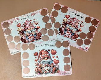 Valentine Gnome Scratch-Off Savings Challenge: 50, 75, 100 Dollar Savings