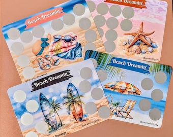 Beach Dreamin&#39; Scratch-Off Savings Challenges | 5X7 | 2 50, 1 75 and 1 100 Dollar Savings | 1 Sided Challenge